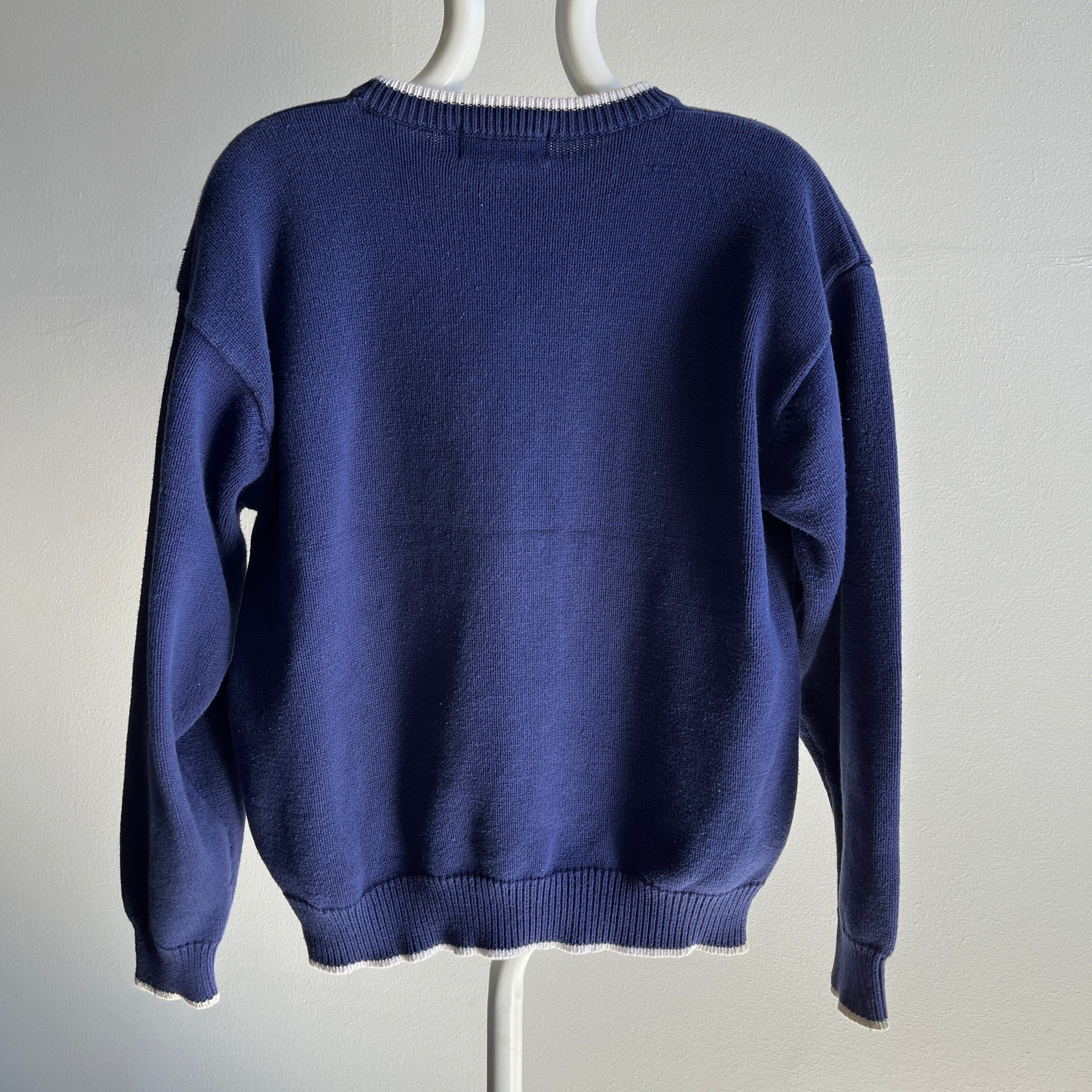 1990s Eddie Bauer Nautical and Floral Cotton Knit Sweater