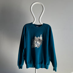 Sweat-shirt à appliques de loup bricolage des années 1980