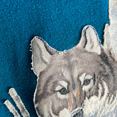 Sweat-shirt à appliques de loup bricolage des années 1980
