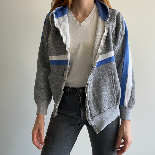1980s Two Tone Striped Zip Up Hoodie by FOTL  - Personal Collection