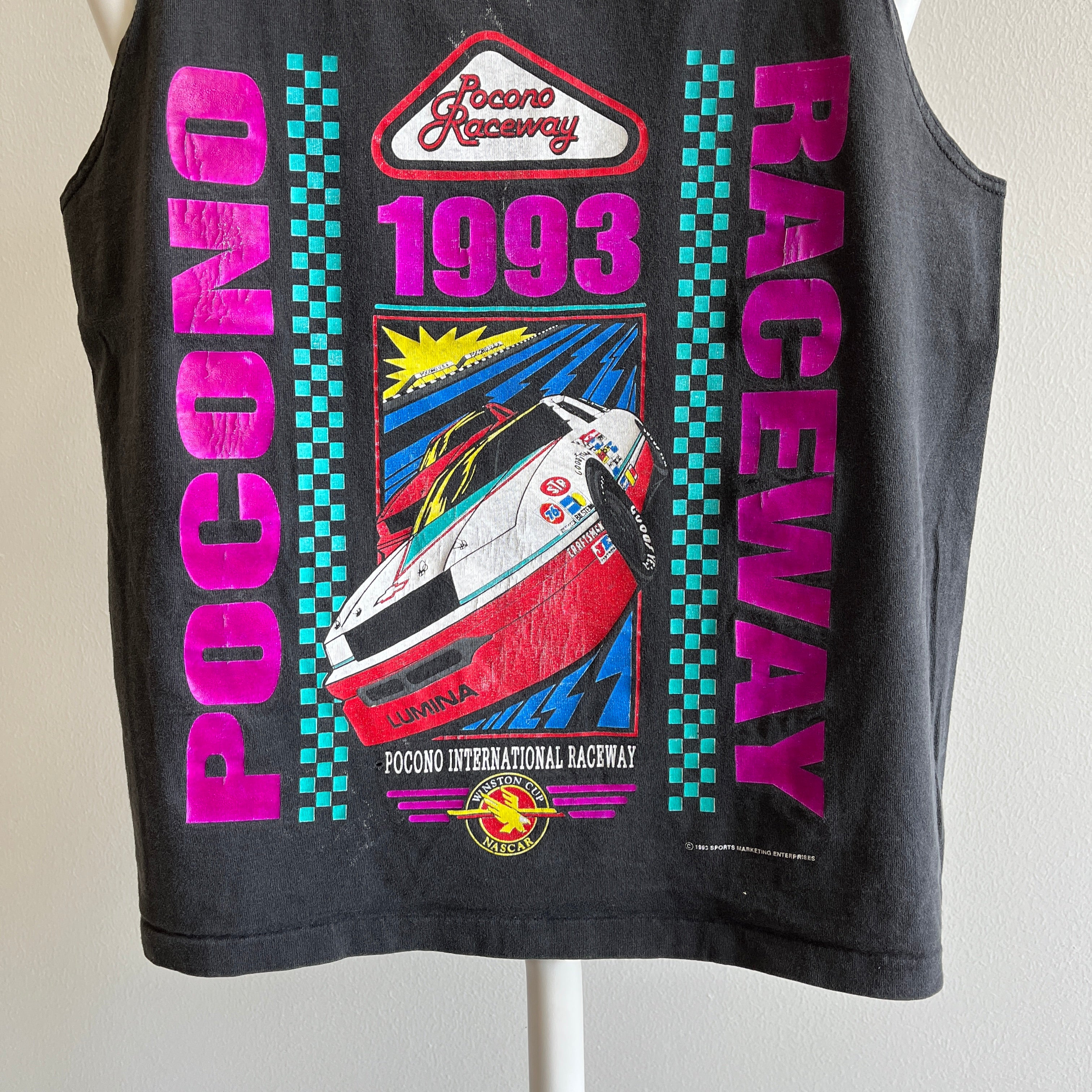 1993 Rocco Raceway NASCAR Tank Top with Bleach Staining