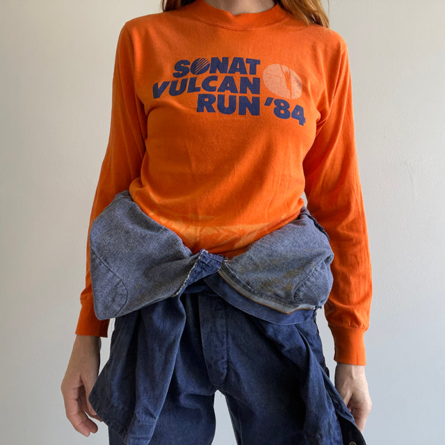 1984 Champion Brand Sun Faded Sonat Vulcan Run T-shirt en coton à manches longues