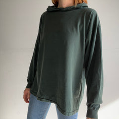 1990s GAP Long Sleeve Cotton Hoodie T-Shirt with Gash in the Backside