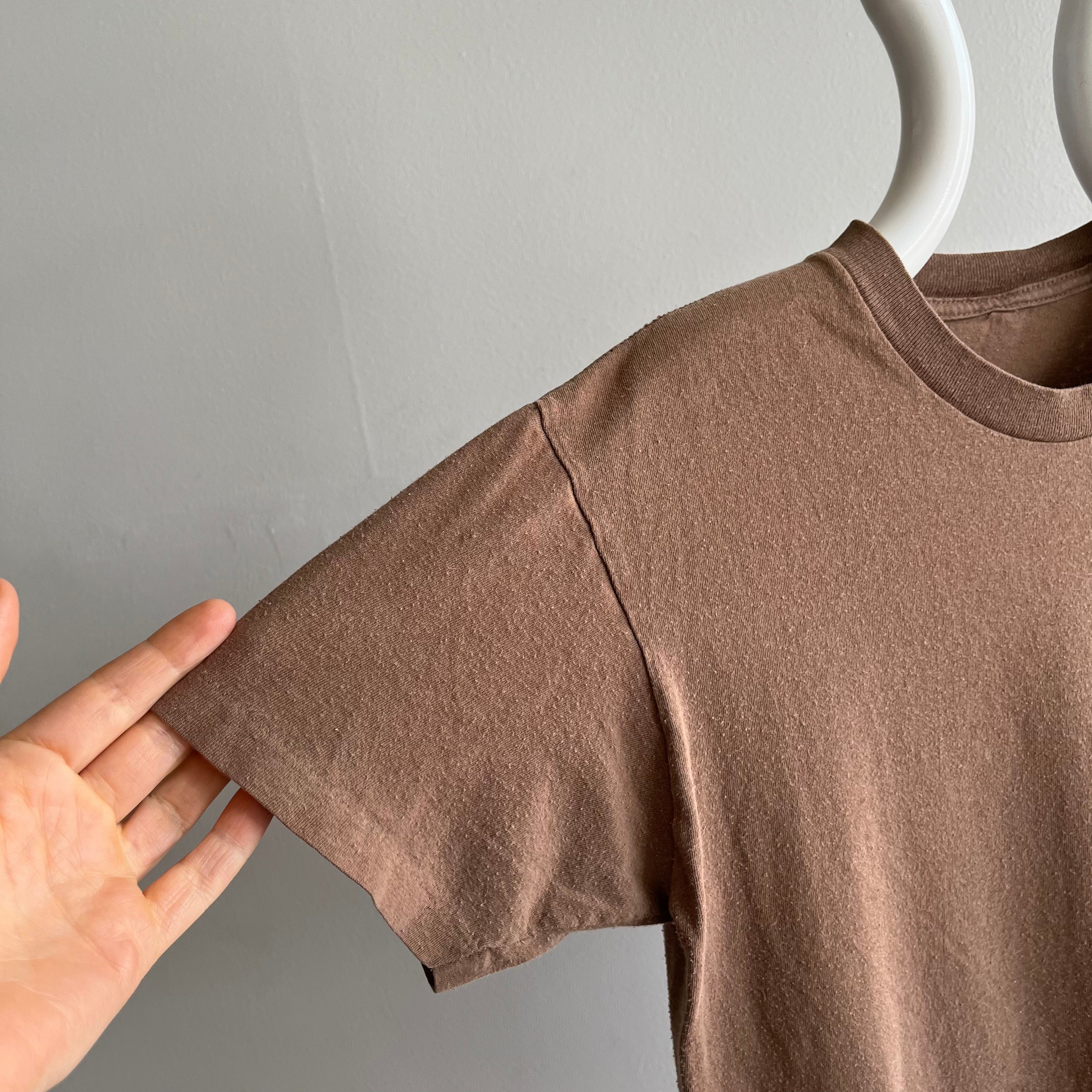 1980s Soft and Slouchy Brown Army T-Shirt