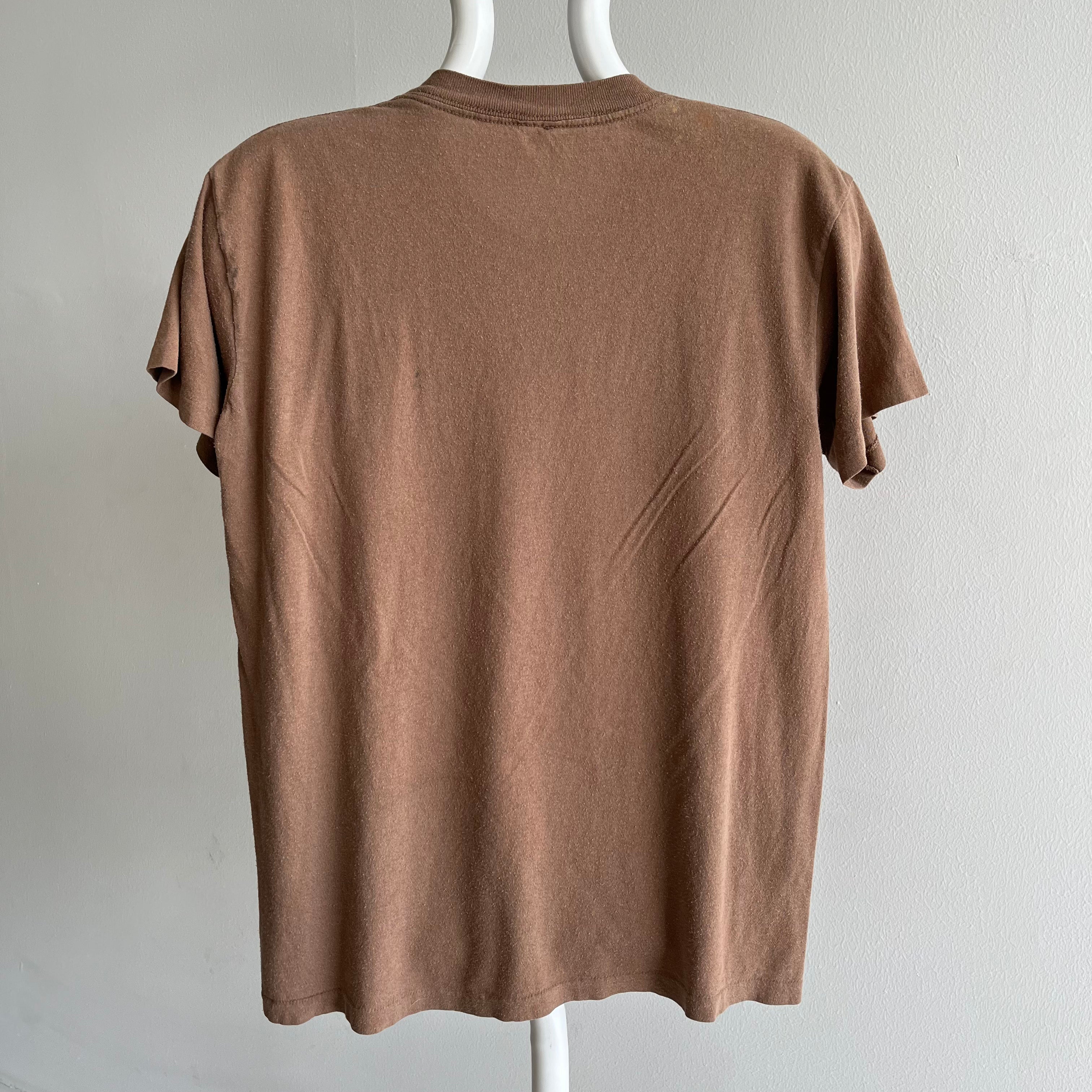 1980s Soft and Slouchy Brown Army T-Shirt