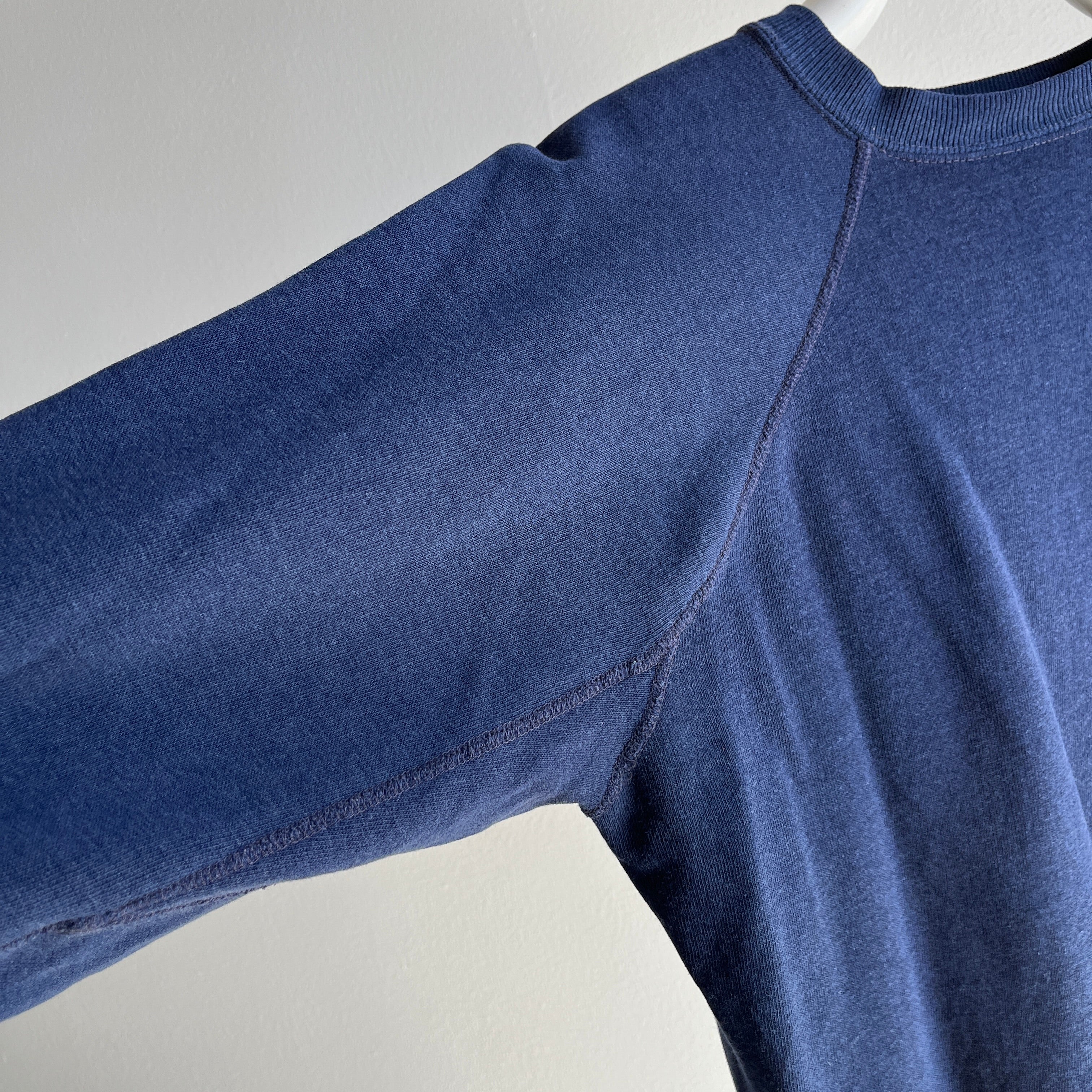 1970/80s Blank Navy Cut Cuff Sweatshirt with Arm Gussets - SWOOOOOON