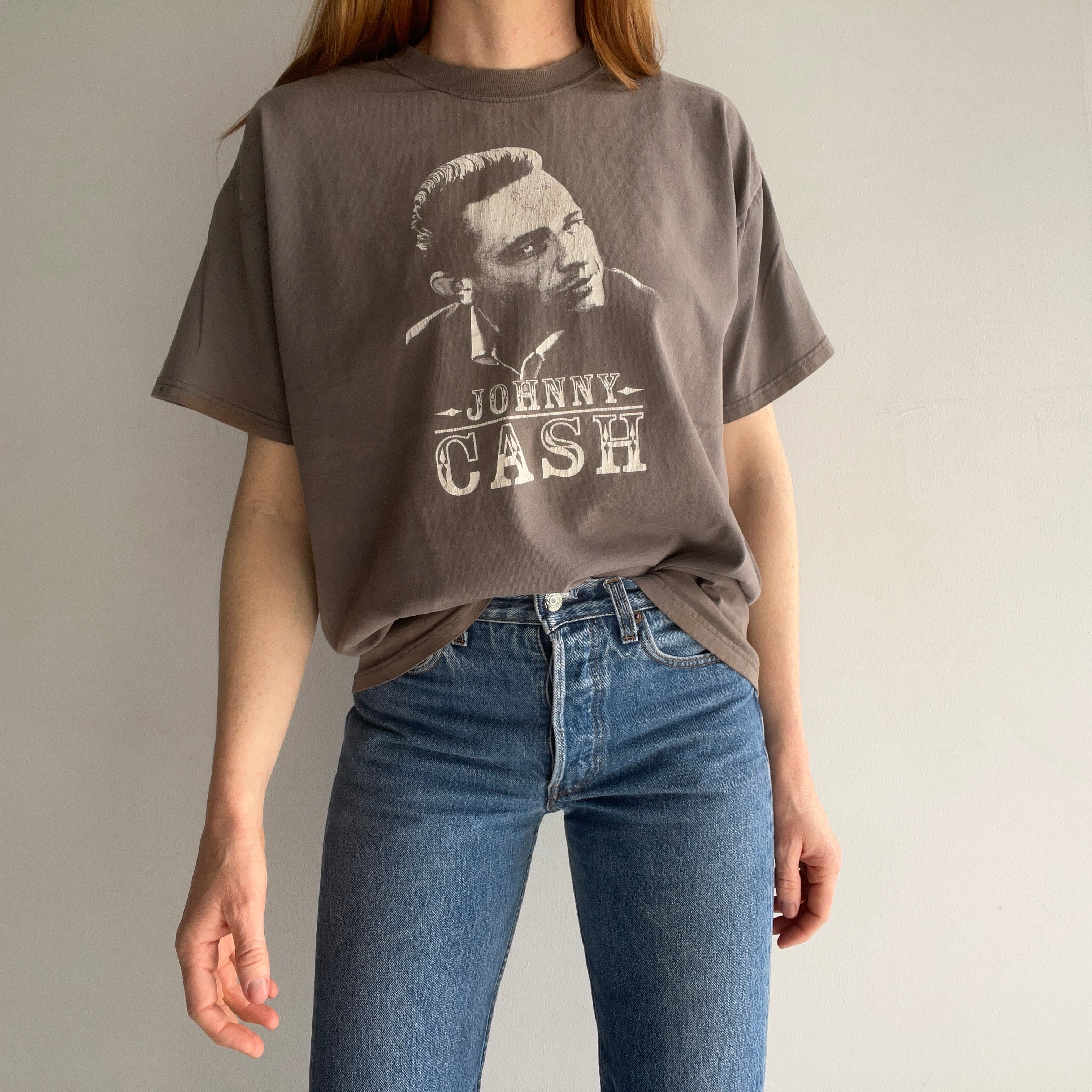 T-shirt Johnny Cash des années 1990/2000 parfaitement battu à double point - WOAH