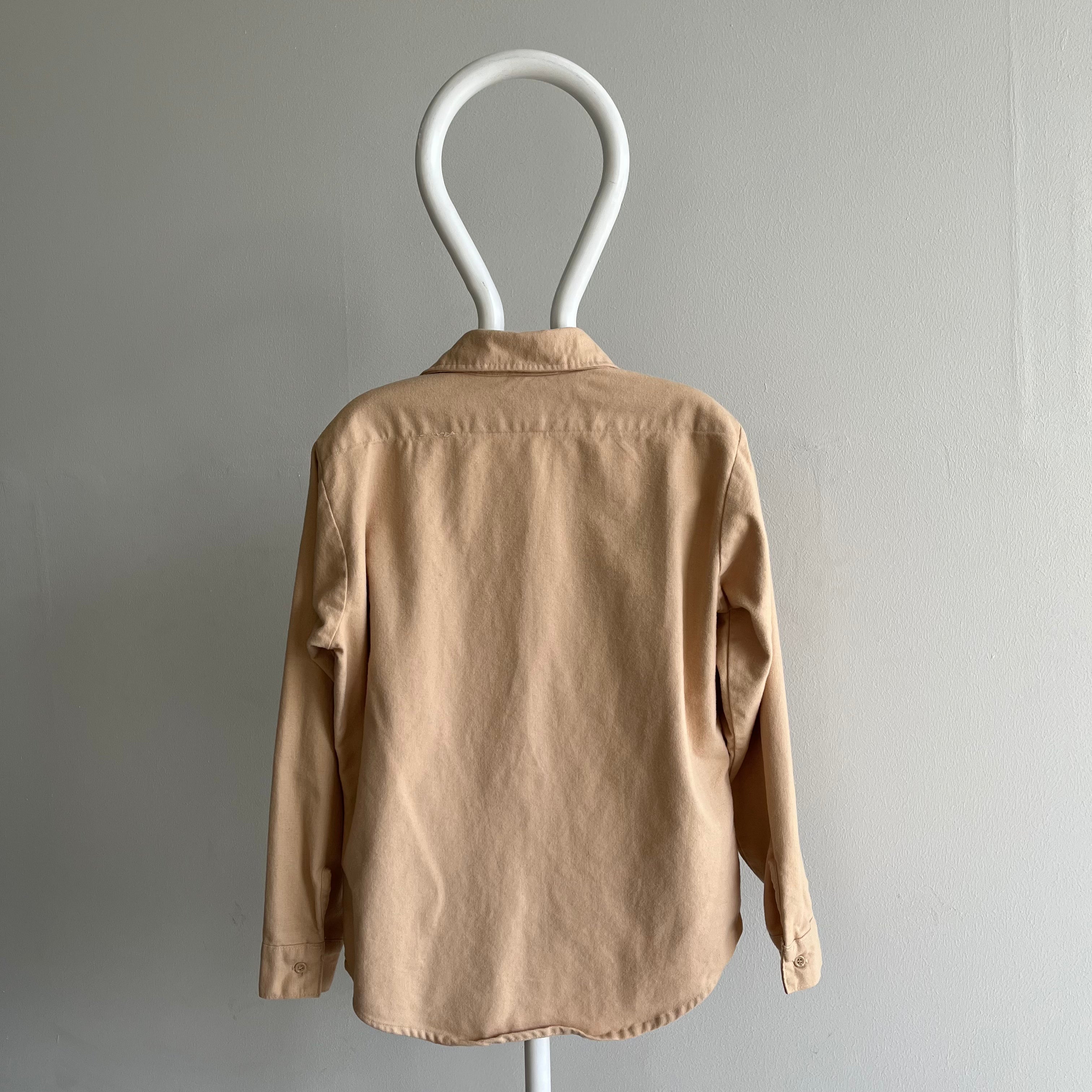 1980s Five Brothers Light Camel Cotton Chamois Shirt