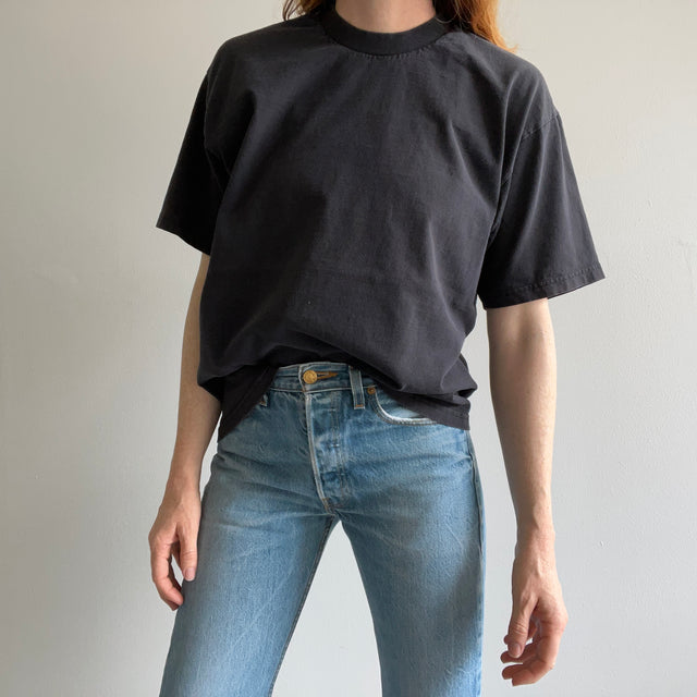 1990s Blank Black Heavyweight Cotton T-Shirt