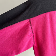 1980s Beat Up Color Block Two Tone Apres Sport Mock Neck Sweatshirt