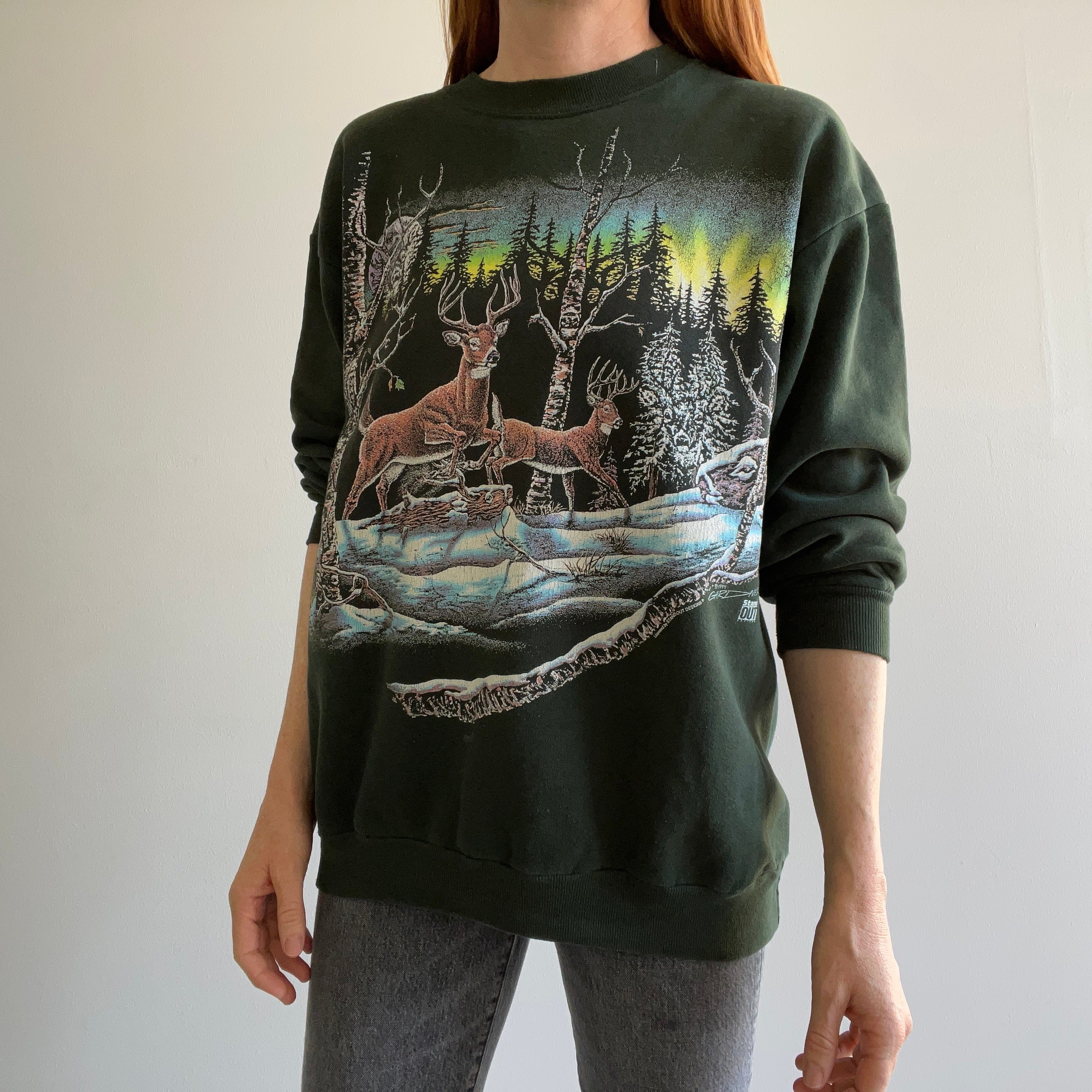 1994 Fabriqué au Canada - Cerf en hiver - Sweat-shirt