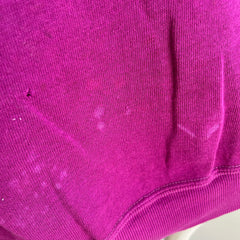 1970s H.R. Perfectly Worn and Stained Eggplant/Magenta Raglan with Contrast Stitching