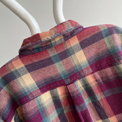1990s/00s Magenta and Camel Slouchy Cotton Flannel