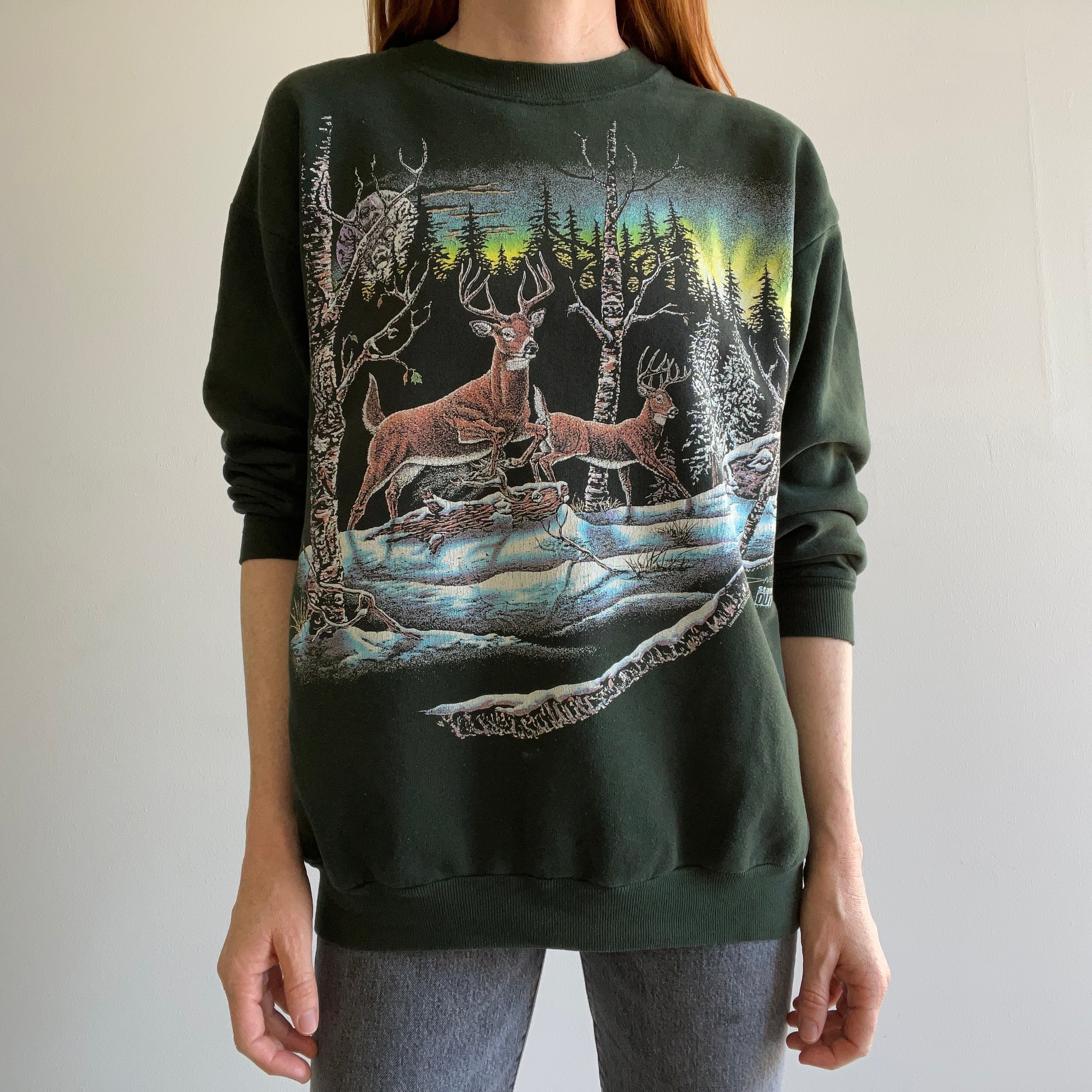 1994 Fabriqué au Canada - Cerf en hiver - Sweat-shirt