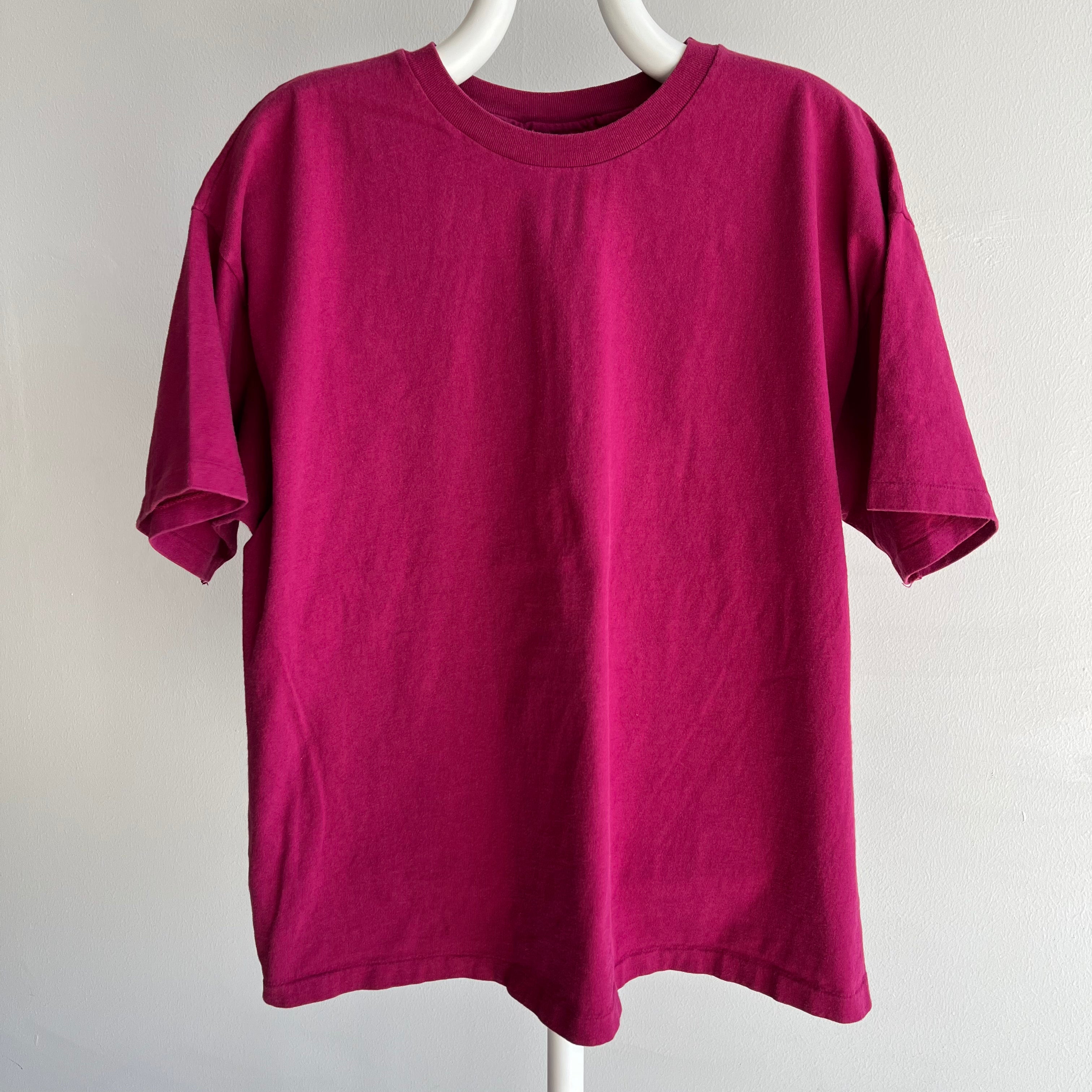 T-shirt carré en coton magenta des années 1990