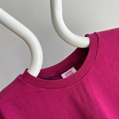 1990s Boxy Blank Magenta Cotton T-Shirt