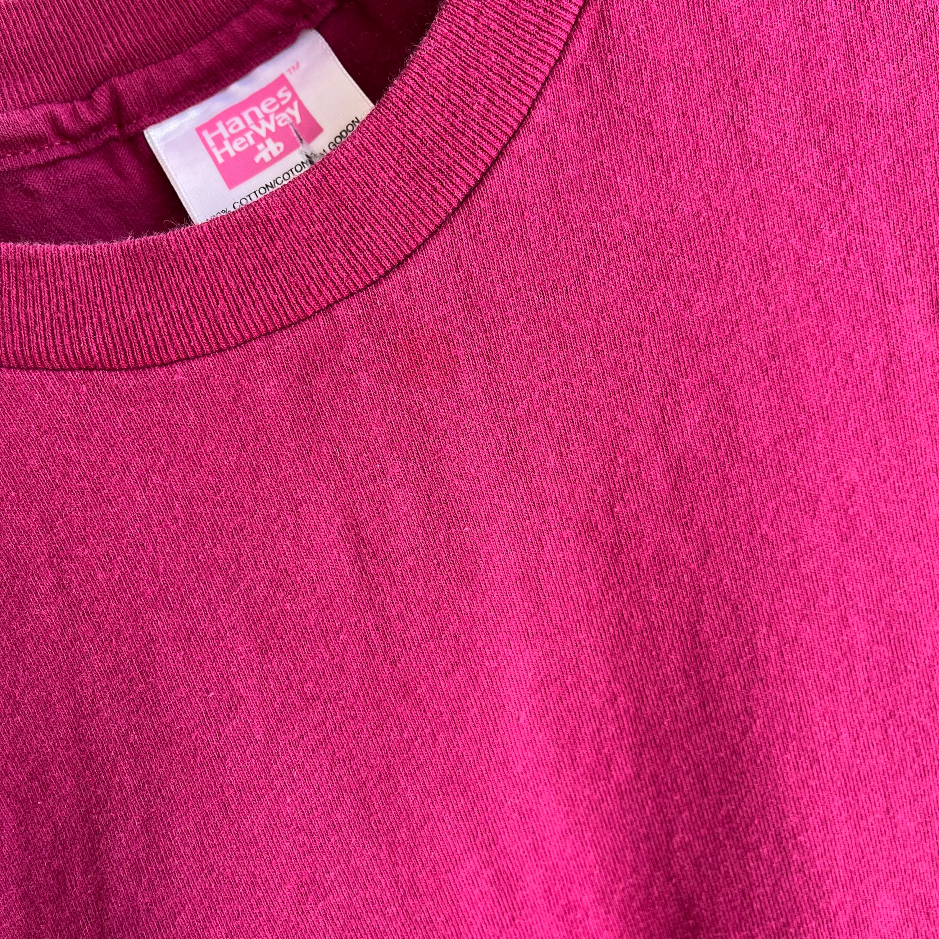 1990s Boxy Blank Magenta Cotton T-Shirt