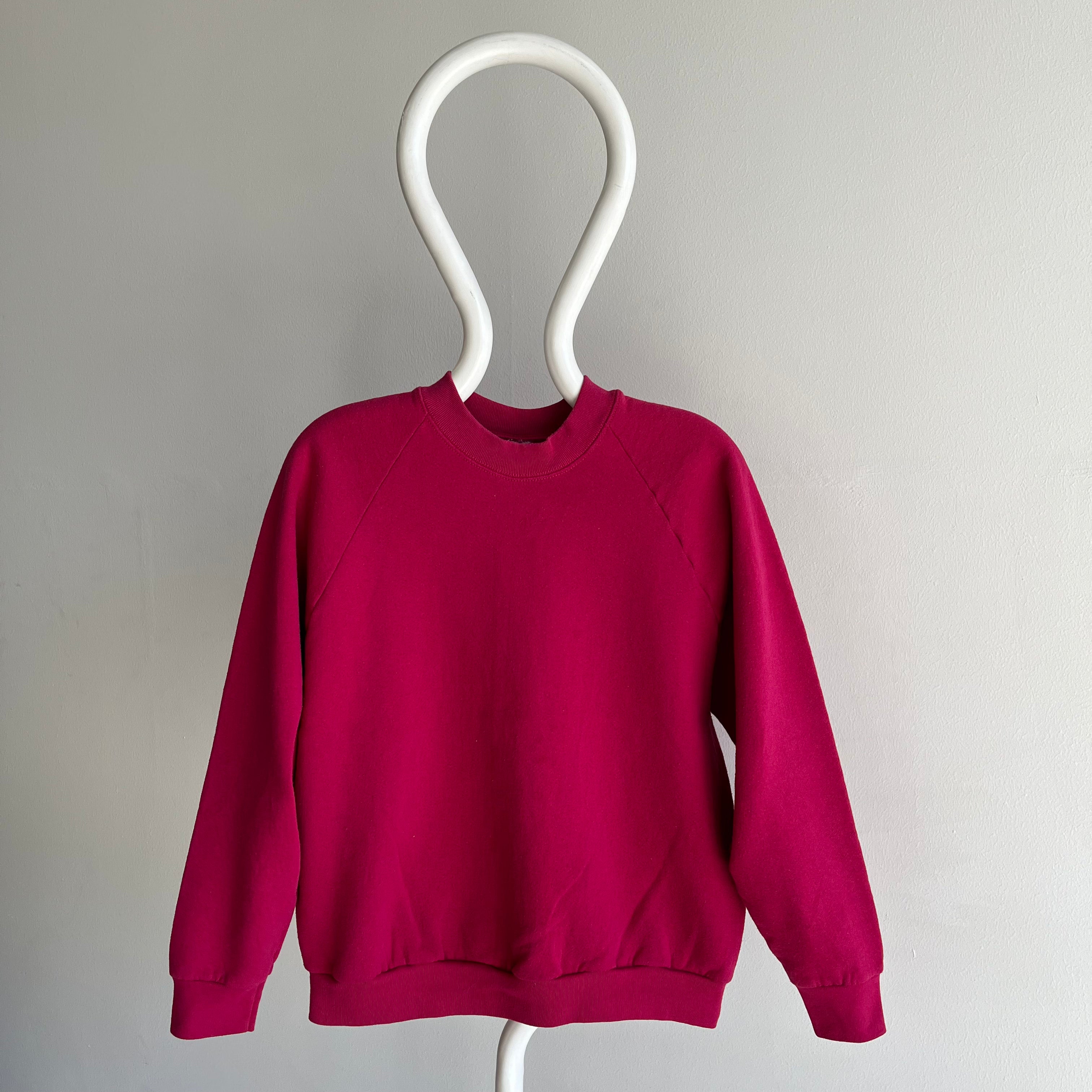 1980s Medium Weight Magenta Pink Blank Raglan