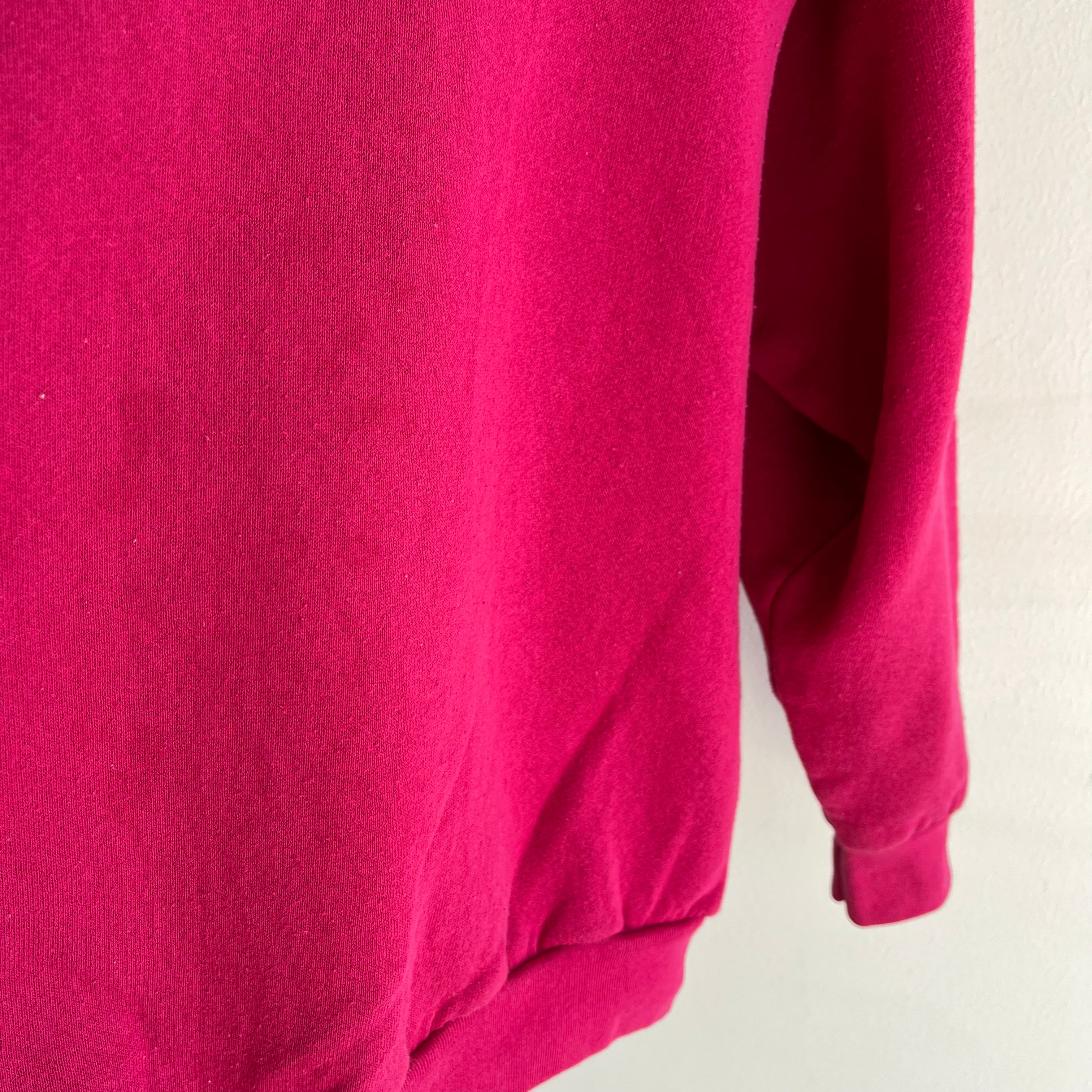 Raglan vierge rose magenta de poids moyen des années 1980