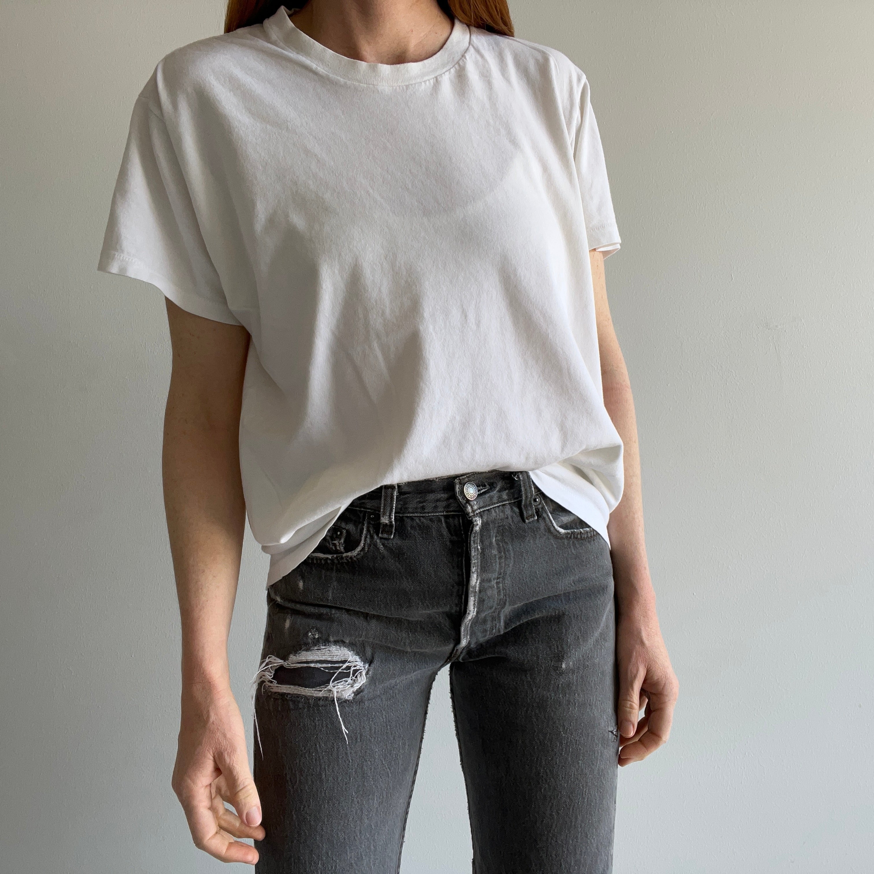 1980s Blank White Buttery Soft T-Shirt - Made in Canada