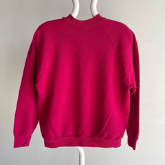 Raglan vierge rose magenta de poids moyen des années 1980