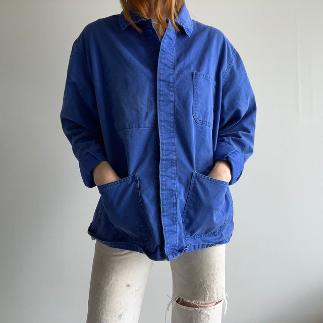 1990s Larger Traditional Blue French Chore Coat