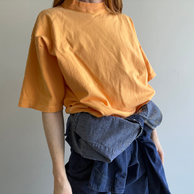 T-shirt orange fluo en coton lavé de poids moyen des années 1990 - V Cool !
