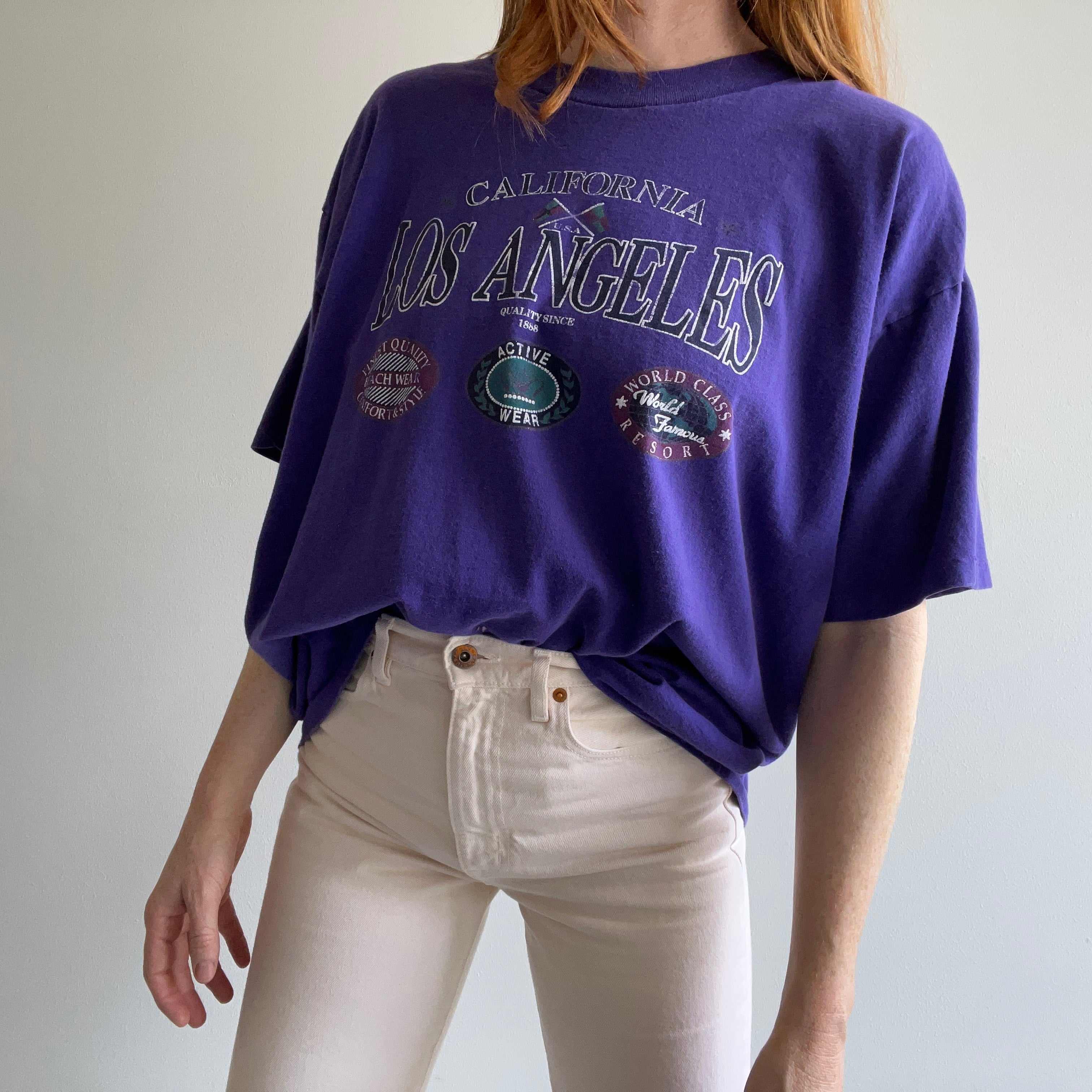 1990s Los Angeles Bleach Stained Cotton Tourist T-Shirt