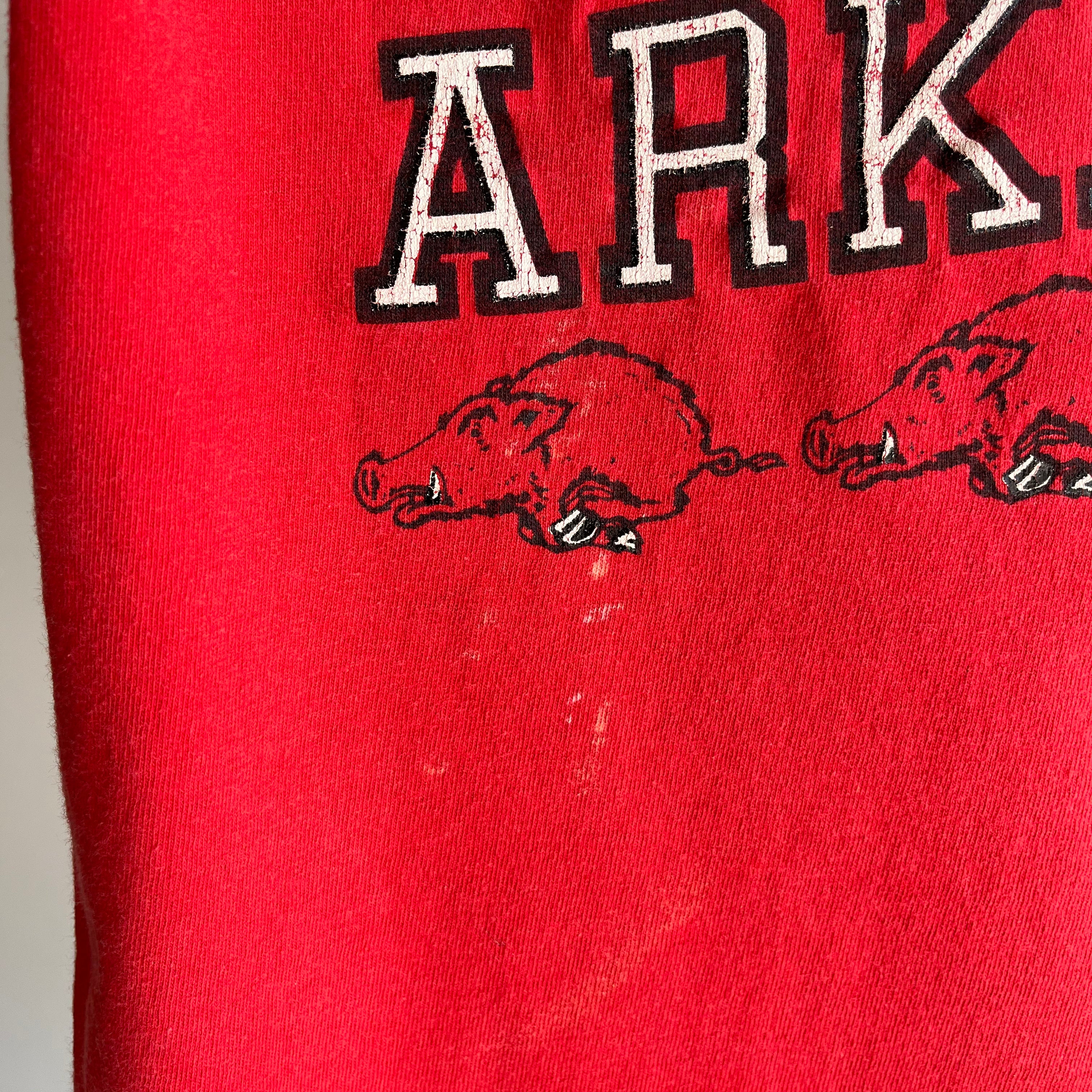 T-shirt en coton Razorbacks de l'Arkansas des années 1980