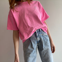 1980/90s Heavy Cotton HOT faded Pink Blank T-Shirt