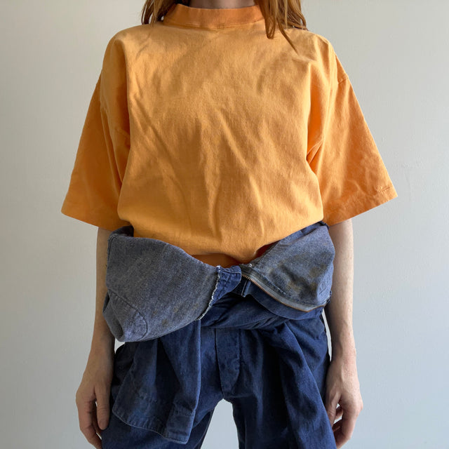 T-shirt orange fluo en coton lavé de poids moyen des années 1990 - V Cool !