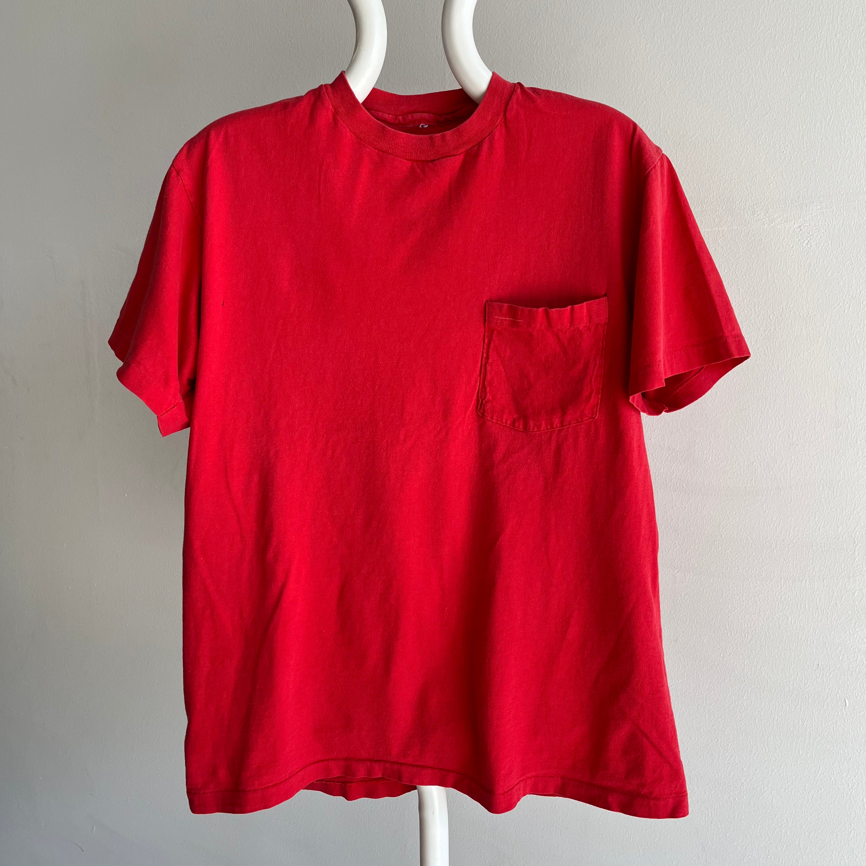 1980s Cotton Red Pocket T-Shirt - Perfect Cut (IMO)