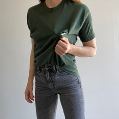 1970s Dark Olive Green Selvedge Triangle Pocket T-Shirt