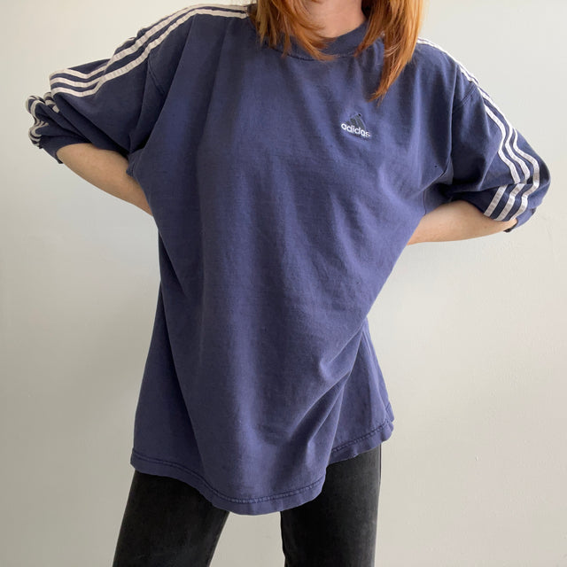 1990s Adidas Beat Up Long Sleeve Cotton T-Shirt - Made in Mexico