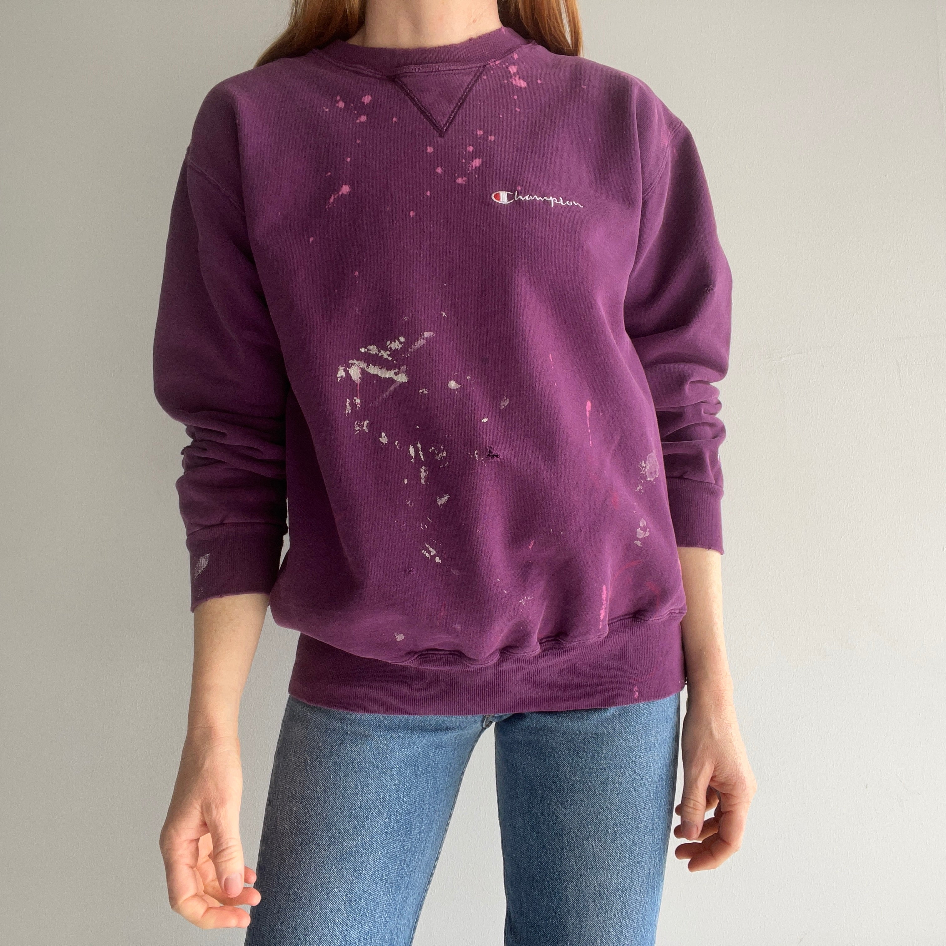 1990s Paint Stained and Thrashed Champion Brand Sweatshirt