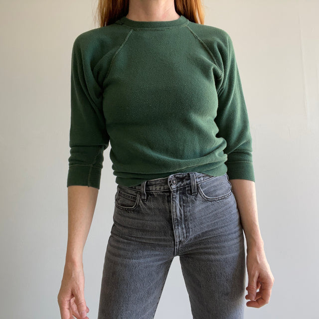 1970/80 Mended And Beat Up Dark Green Raglan