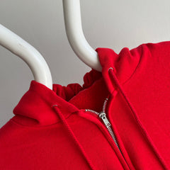 1980s Stained Red Zip Up Hoodie