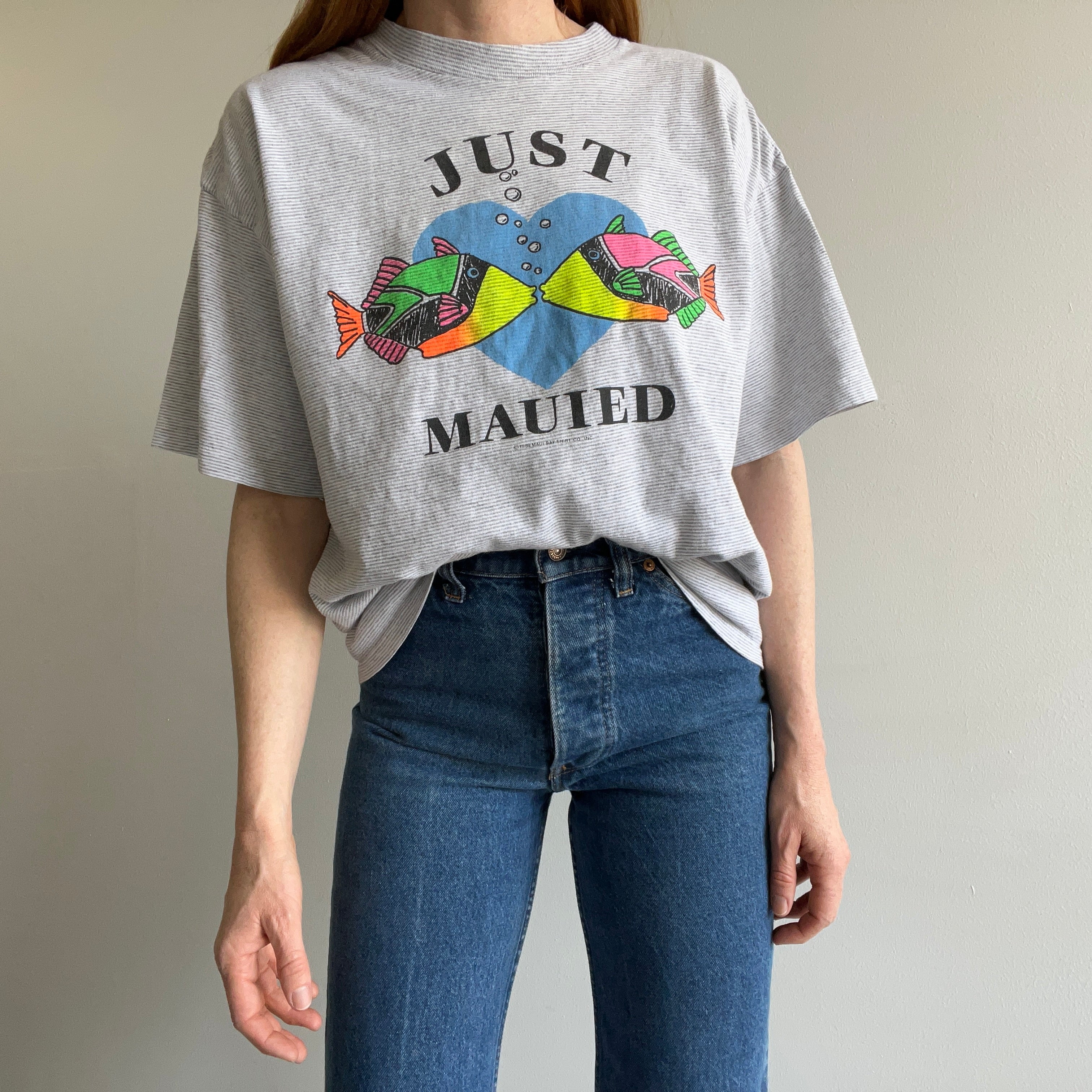1989 Just Mauied (yak, yak, yak) Pinstriped T-Shirt
