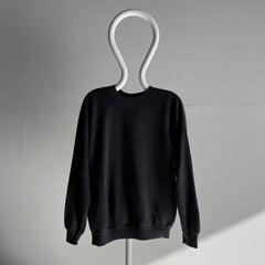 1990s Faded Blank Black Soft and Slouchy Raglan