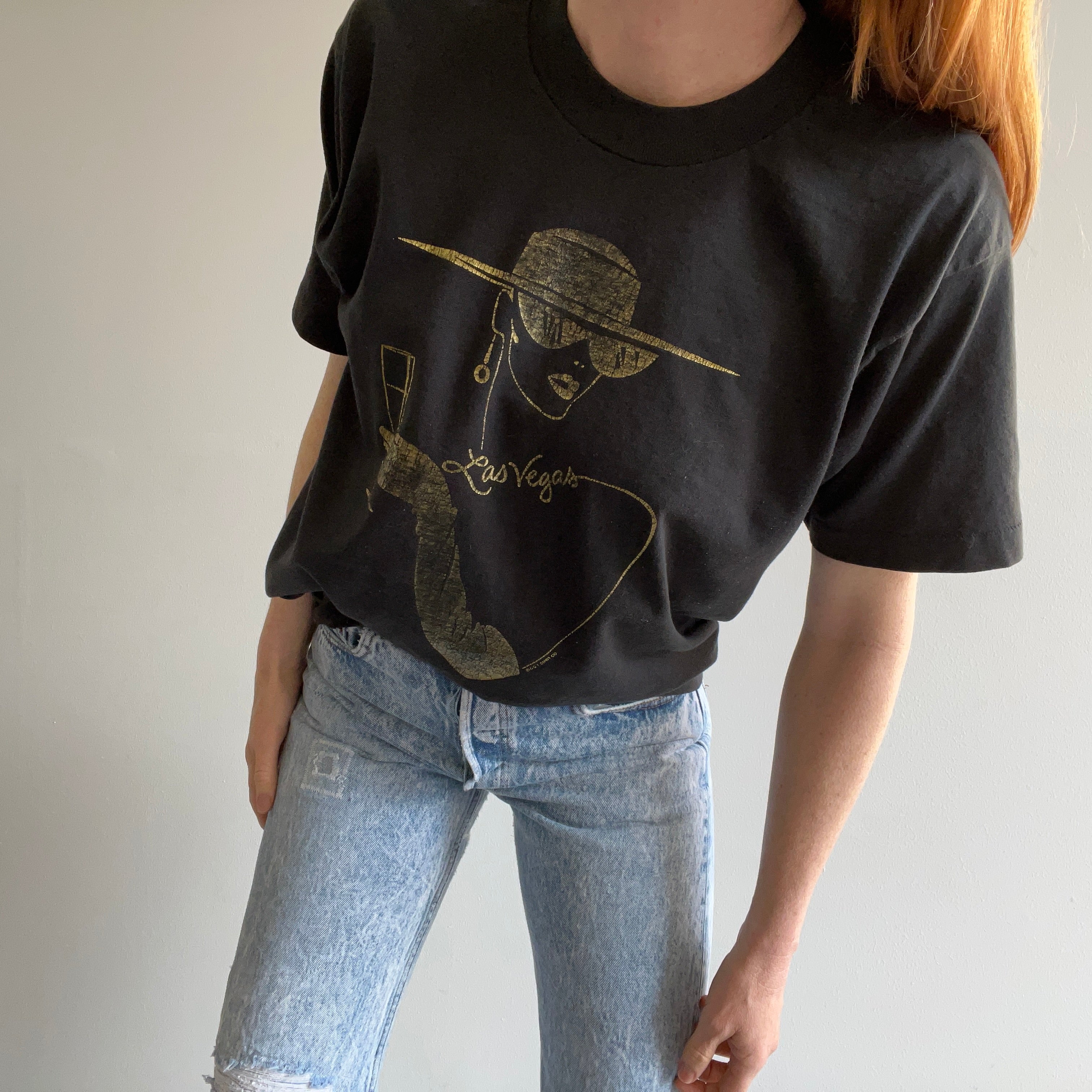 1980s Black & Gold Las Vegas Tourist T-Shirt - WOWZA