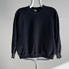 1970s !!!! Blank Black Raglan with Contrast Stitching by Sportswear !!!!