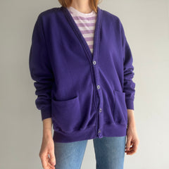 Cardigan molletonné violet des années 1980 par Jerzees