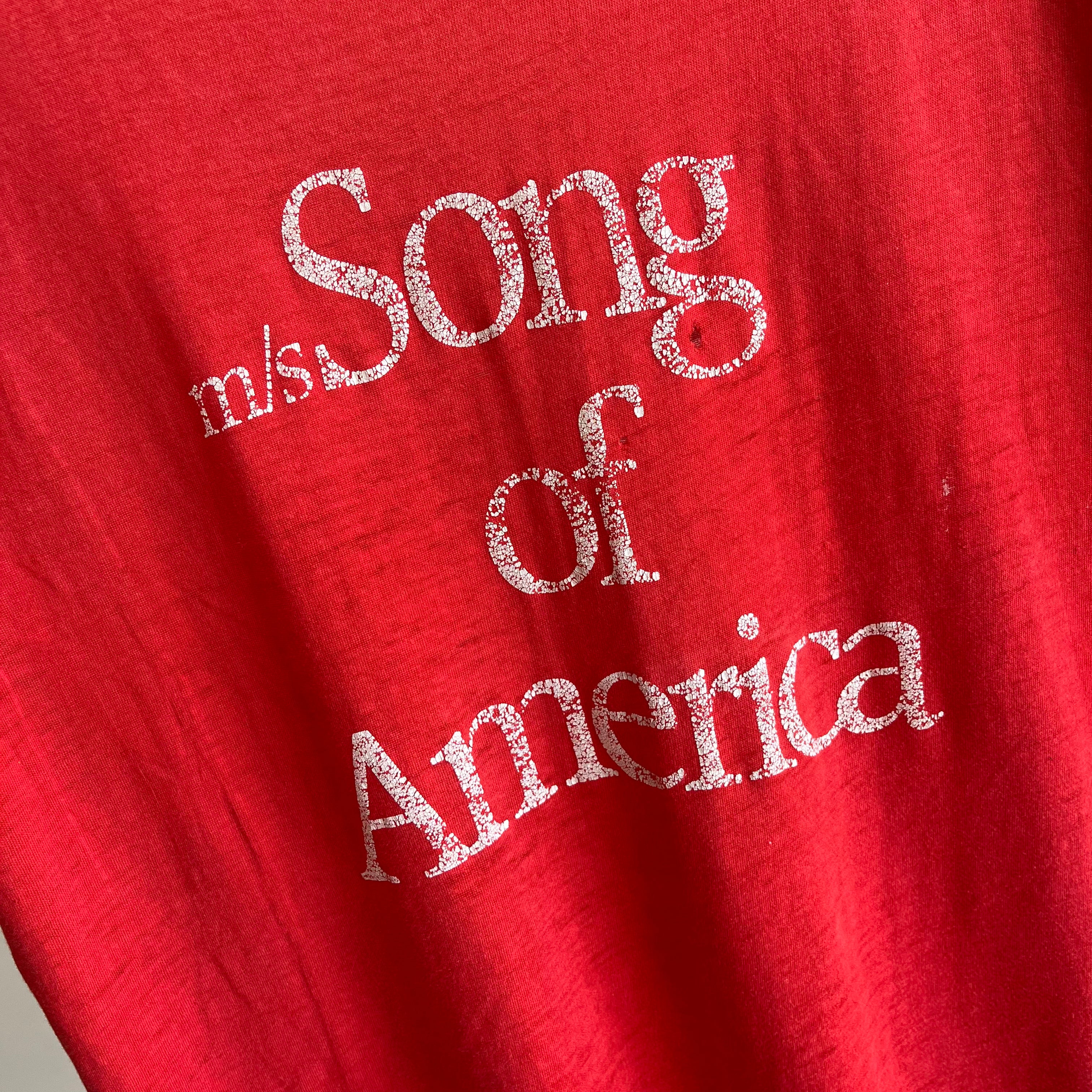 T-shirt doux et fin soyeux Song of America des années 1970/80