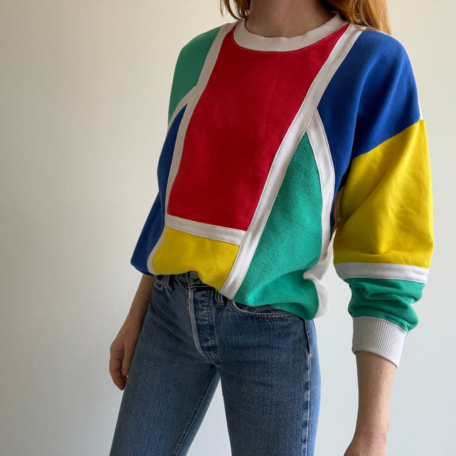 Sweat-shirt à blocs de couleurs SUPER ULTRA EXTRA FAB des années 1980