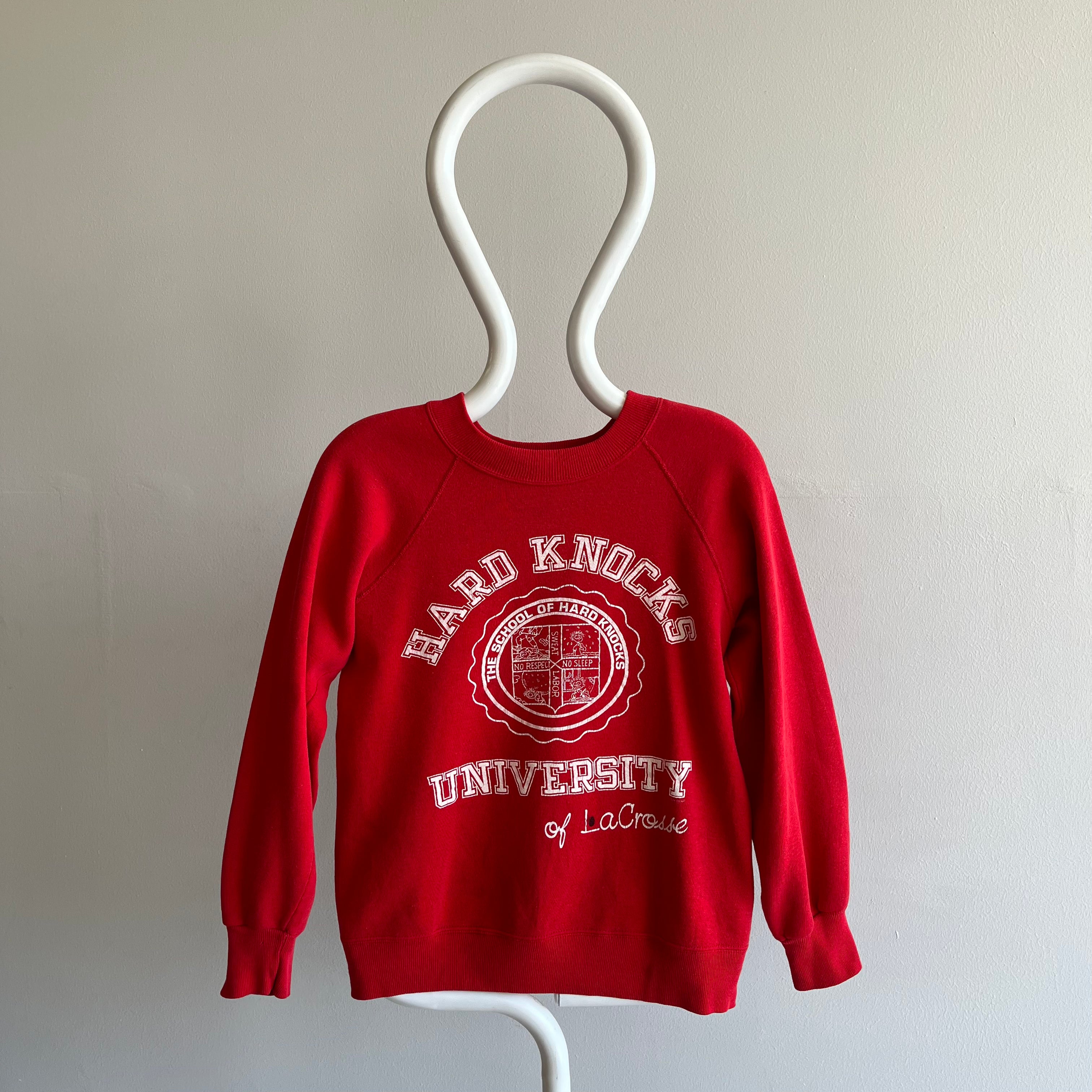Sweat-shirt Hard Knocks University of LaCrosse des années 1980