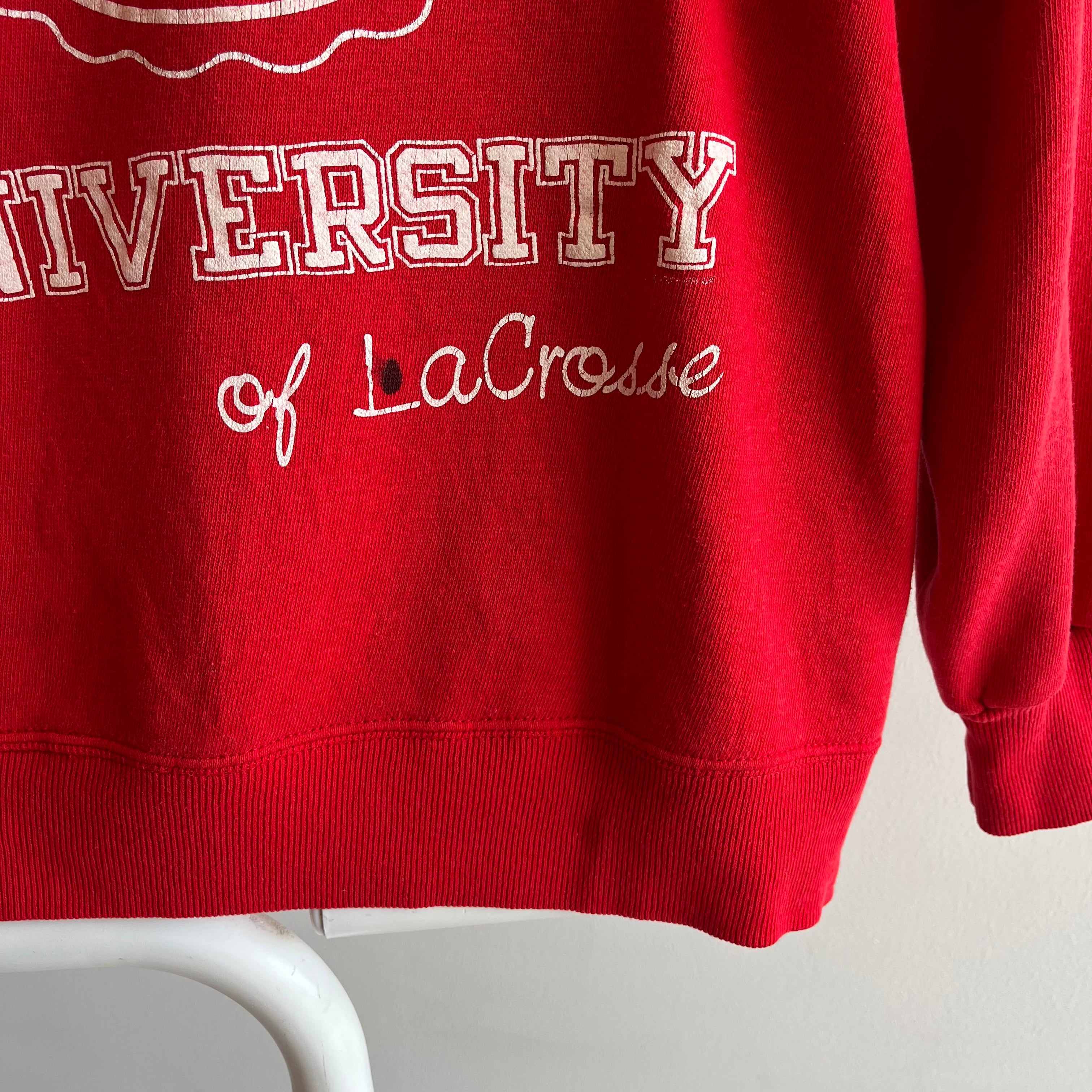 Sweat-shirt Hard Knocks University of LaCrosse des années 1980