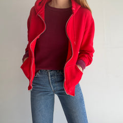 1980s Stained Red Zip Up Hoodie