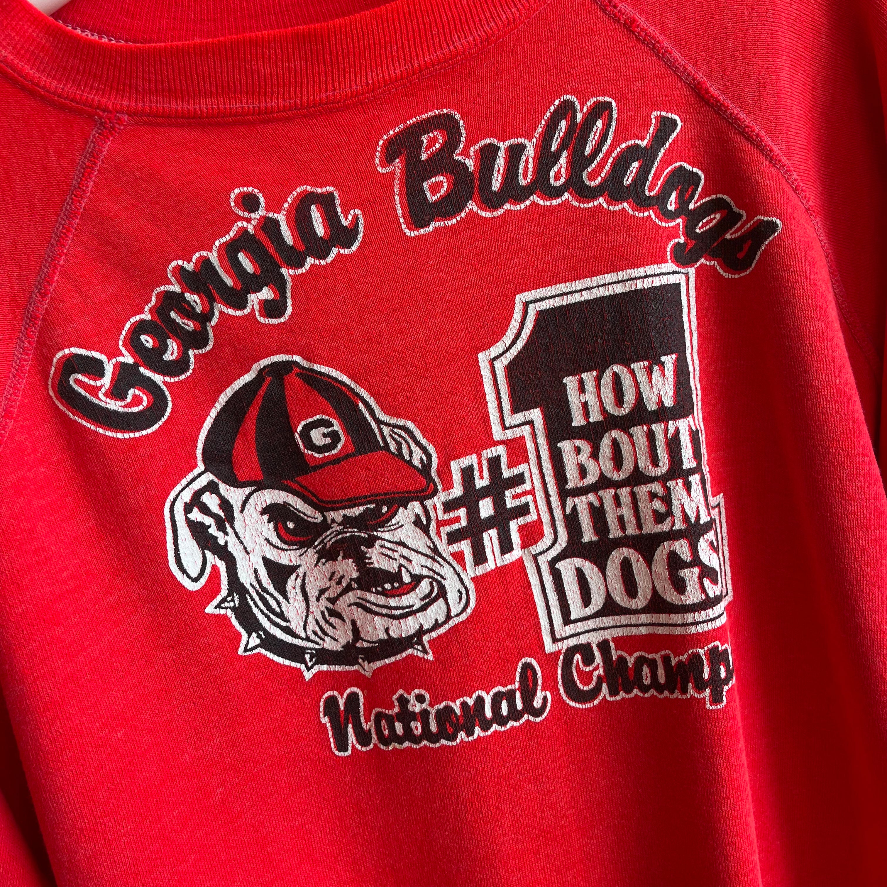 Sweat-shirt Georgia Bulldog Champs des années 1970 aminci et usé