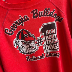 Sweat-shirt Georgia Bulldog Champs des années 1970 aminci et usé