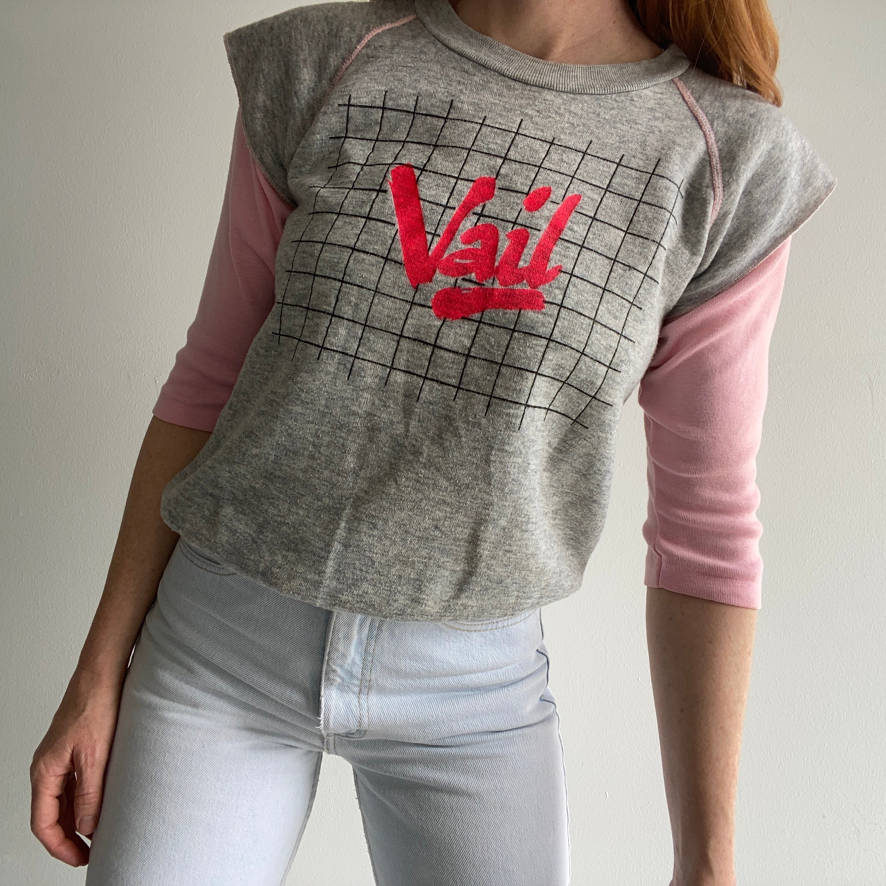 1980s Vail Built-In Baseball Sleeve Warm Up Sweatshirt/T-Shirt/Amazingness